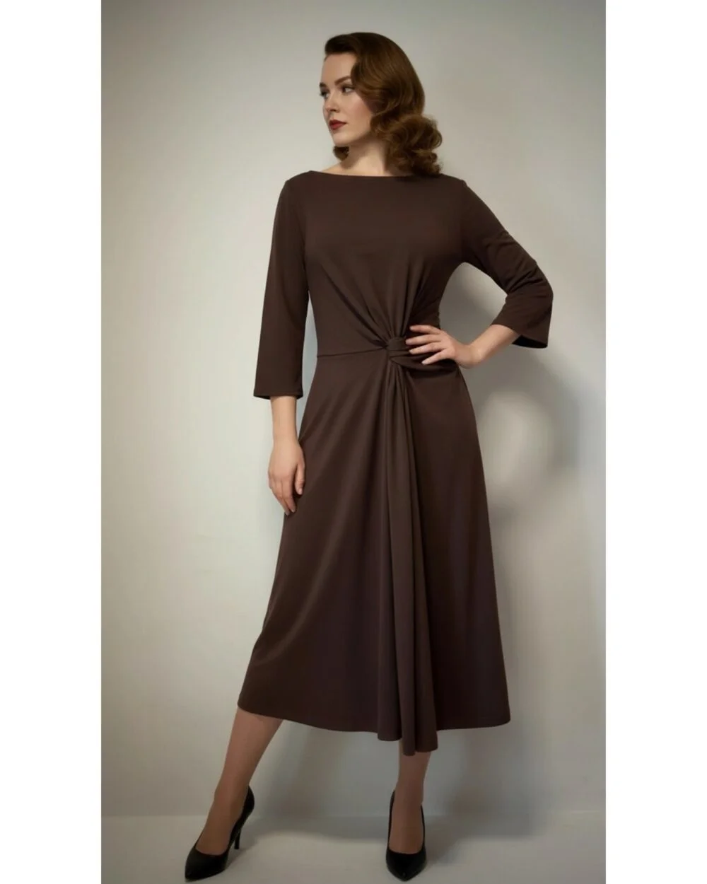 Smeđa elegantna haljina LJUPKA