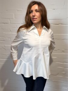 bijela peplum košulja VERONA Kuky Design elegantna ženska košulja s naglašenim strukom