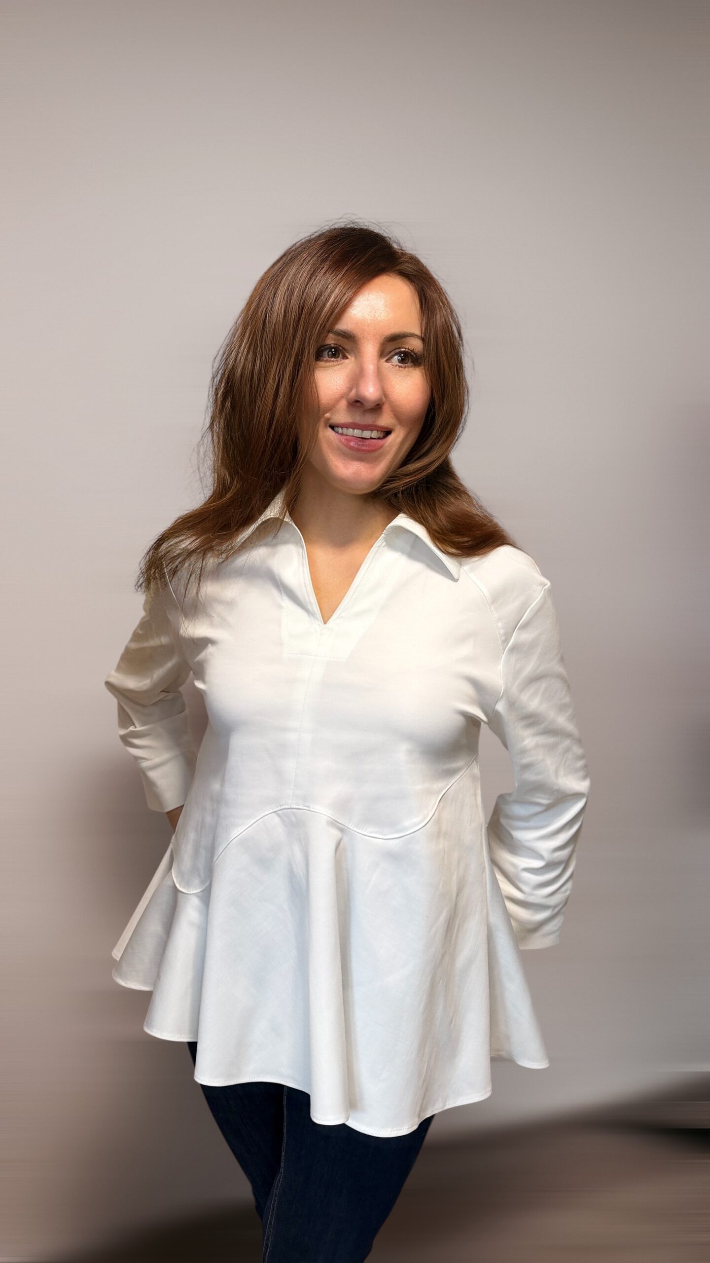 bijela peplum košulja VERONA Kuky Design elegantna ženska košulja s naglašenim strukom