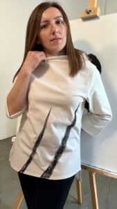 dizajnerska ivory košulja 3/4 rukavi minimalistički stil