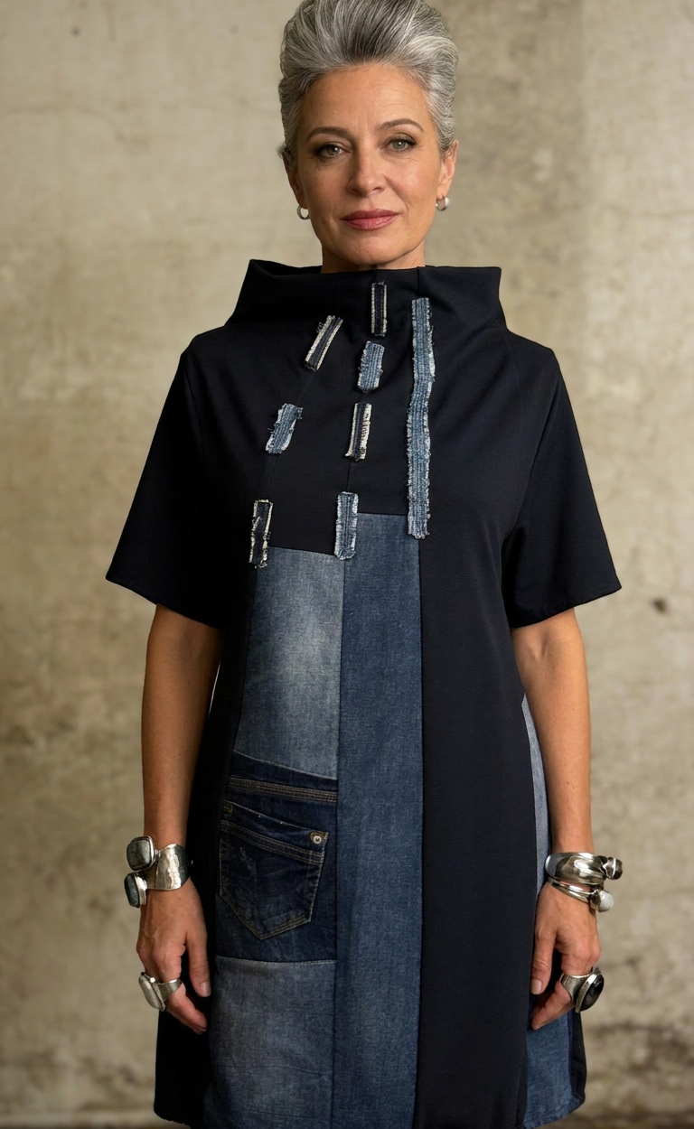 Metropolis tunika s patchwork denim detaljima i urbanim dizajnom