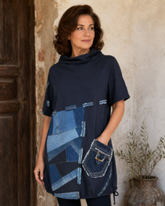 PATCHA tunika tamnoplava s patchwork traper detaljima