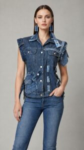 DONATA asimetrični traper prsluk ženski Kuky Design