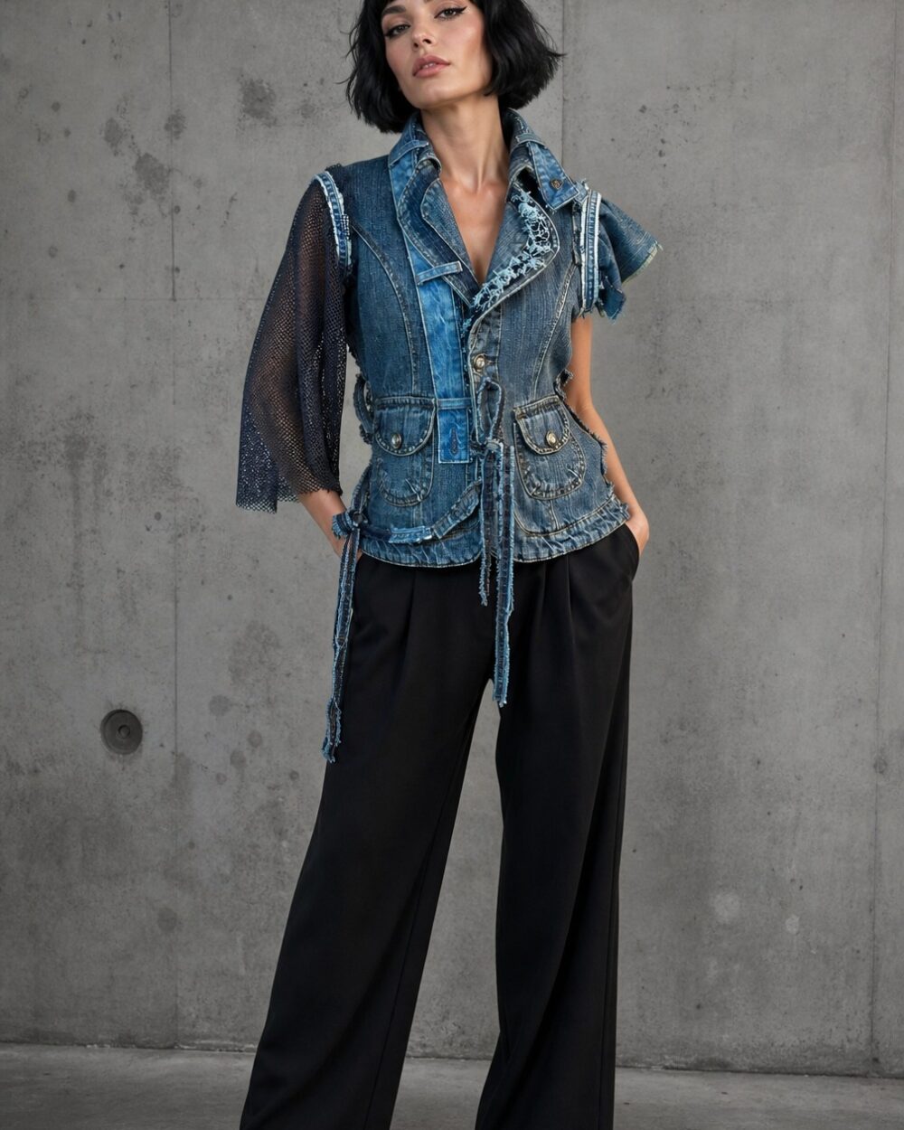Ženski dekonstruirani jeans prsluk ANARHIA | Kuky Design